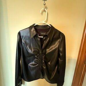 Dolce Cabo Black Leather Jacket with Ruched Front